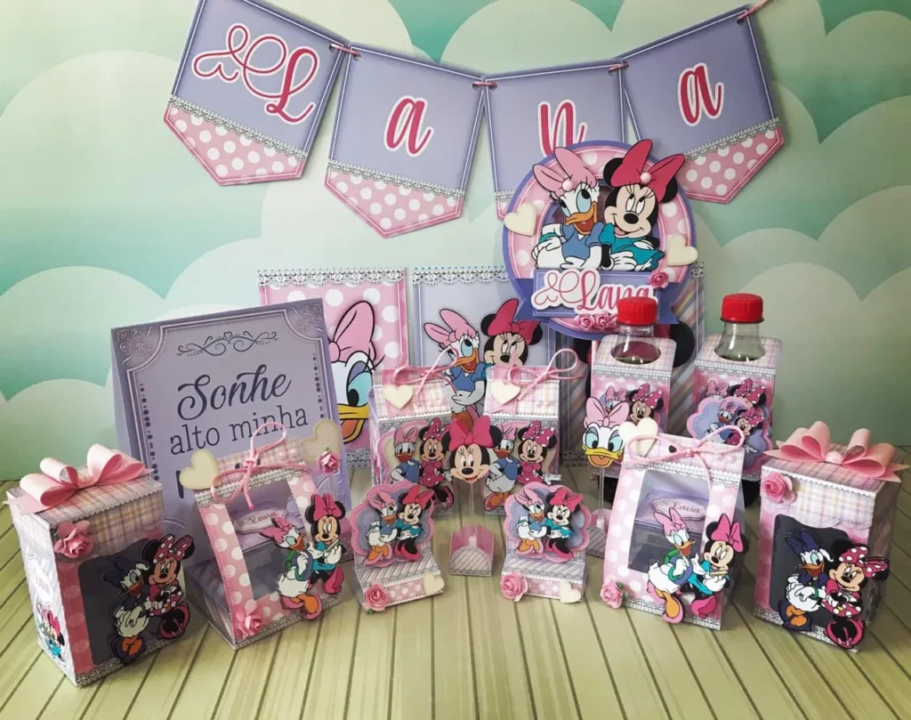 Moldes de decoração Minnie e Margarida para aniversário. Arquivo de corte Studio e PDF para topper.