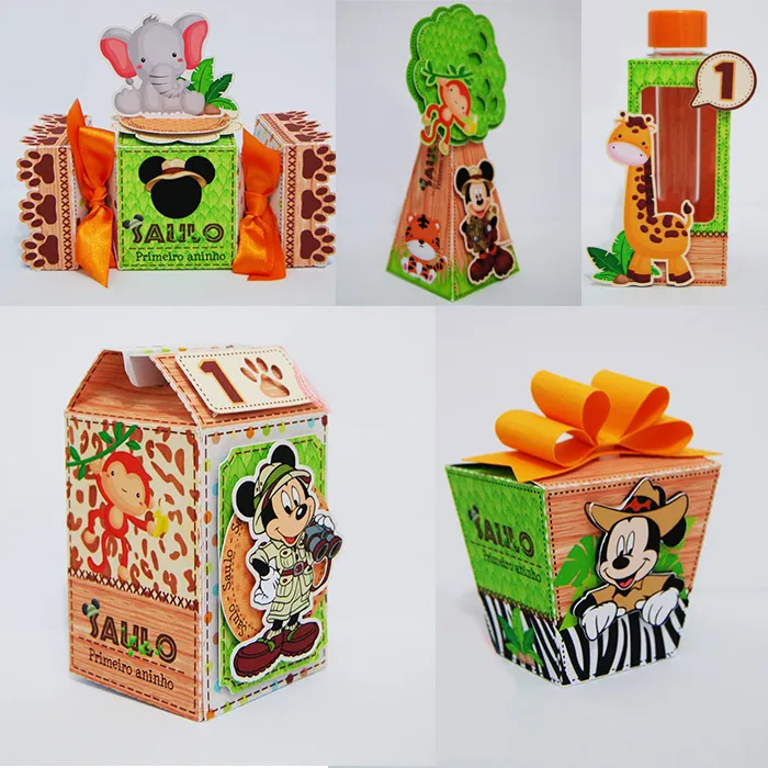 Arquivo de Corte Studio do tema Safari do Mickey. Ideal para decoração de festas de aniversário infantil. Inclui topo de bolo e topper.