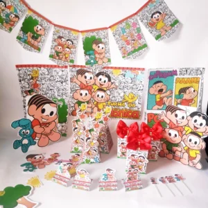 Arquivo de Corte com elementos de Decoração Aniversário Turma da Mônica. Inclui moldes para caixas