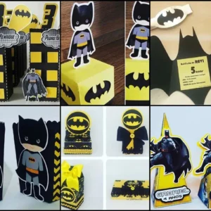 Decoração Versátil Aniversário Tema do Batman (Studio). Kit de decoração para festas diversas com o tema do herói. Inclui topo de bolo e topper.