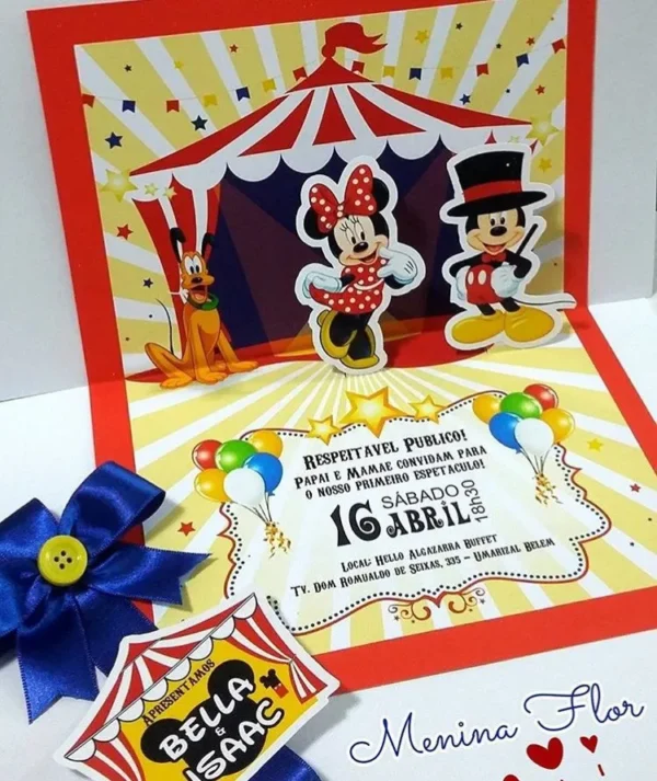 Topo de bolo temático Circo do Mickey. Arquivo de corte para Silhouette Studio ideal para topper e decoração de festas.