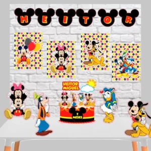 Arquivo de corte Mickey e Sua Turma para Silhouette Studio. Ideal para decoração de aniversário e festas infantis. Inclui topo de bolo.