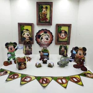 Arquivo de corte Safari do Mickey para Silhouette Studio. Ideal para decoração de aniversário e festas infantis. Inclui topo de bolo.