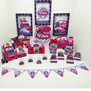 Arquivo de Corte Hot Wheels com elementos de decoração. Studio