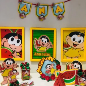 Arquivo de Corte Magali Melancia para decoração de festa. Formatos Studio e PDF para corte em máquina ou manual. Inclui topper