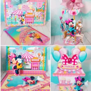 Kit Minnie Garden com arquivo de corte Studio. Decoração de aniversário, topper e topo de bolo para Silhouette.