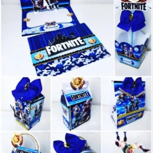 Arquivo de Corte Silhouette Studio de Decoração Fortnite. Essencial para festas de aniversário com este tema de jogos. Inclui moldes de topo de bolo e topper.