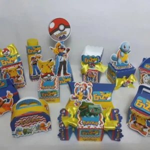 Arquivo de Corte Silhouette Studio de Decoração Pokémon. Essencial para festas de aniversário com este tema de jogos. Inclui moldes de topo de bolo e topper.