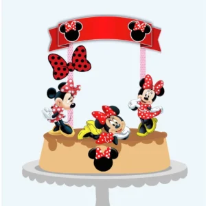 Topper de bolo Minnie para Silhouette Studio. Arquivo de corte ideal para decoração de aniversário e temas de festas.