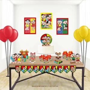 Kit Arquivo de Corte Turma da Mônica (Studio e PDF). Ideal para decoração de festas de aniversário com este tema clássico. Inclui moldes de topo de bolo e topper.