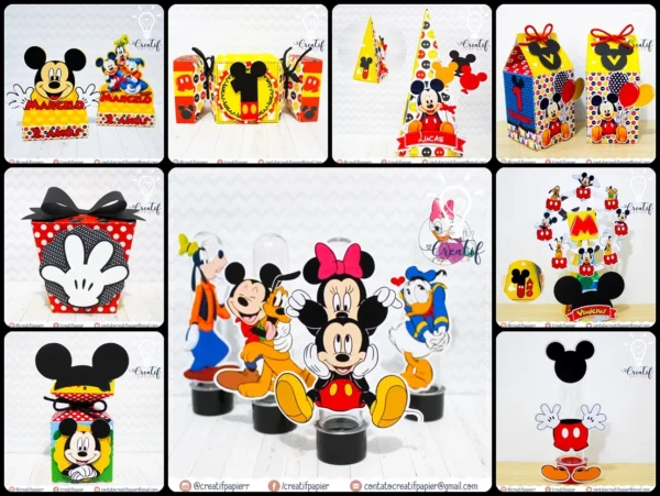 Arquivo de corte Turma do Mickey para Silhouette Studio. Ideal para decoração de aniversário e festas infantis. Inclui moldes de topper.