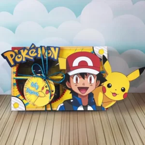 Lembrancinha Caixa Confeiteiro Pokémon. Arquivo de Corte Studio e PDF para decoração de aniversário. Ideal para criar topper temático e embalagens.