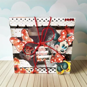 Caixa Páscoa Minnie em Studio, PNG e PDF. Ideal para decoração, topper e temas de festas.