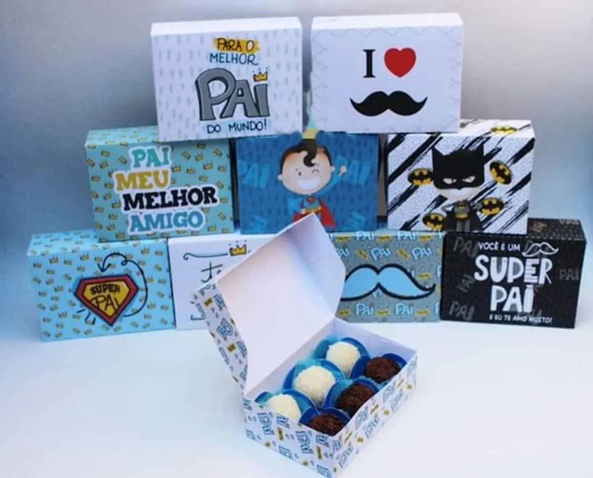 Arquivo de corte caixa de doces Dia dos Pais em Studio e PDF. Ideal para decoração, mimos e festas.