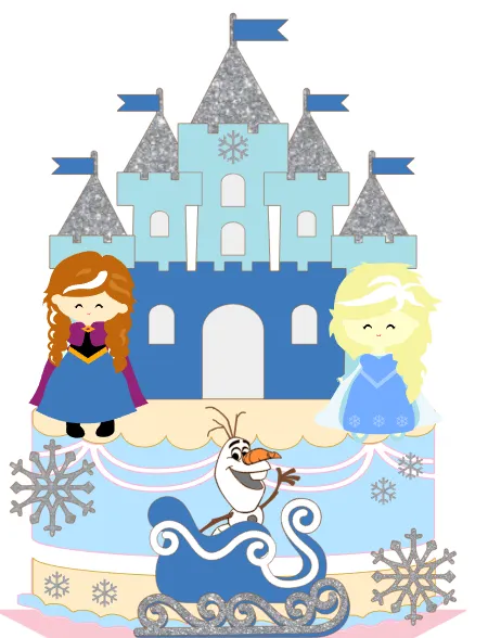 Arquivo de corte castelo Frozen para topo de bolo luxo.