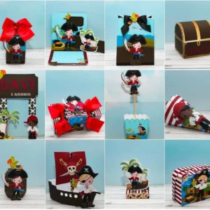 Centro de Mesa Tema Pirata em Arquivo de Corte Studio e PDF. Ideal para decoração de festas de aniversário. Complementa o topo de bolo e topper.