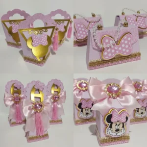 Centro de mesa Minnie Rosa em camadas para Silhouette Studio e PDF. Ideal para decoração, topper e aniversário.