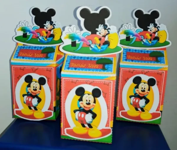 Centro de mesa Turma do Mickey em arquivo de corte Studio e PDF. Ideal para decoração de aniversário e festas. Inclui moldes de topper.