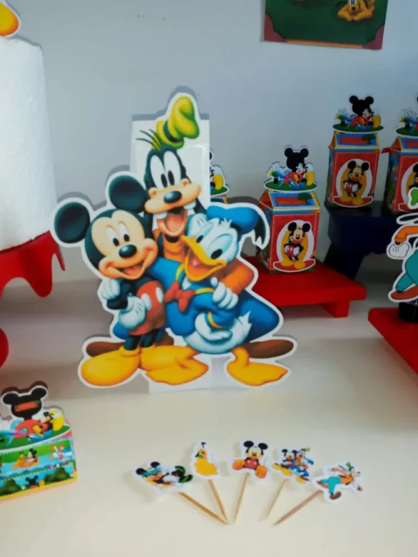 Centro de mesa e topo de bolo Turma do Mickey. Arquivos Studio e PDF para decoração de festas de aniversário.