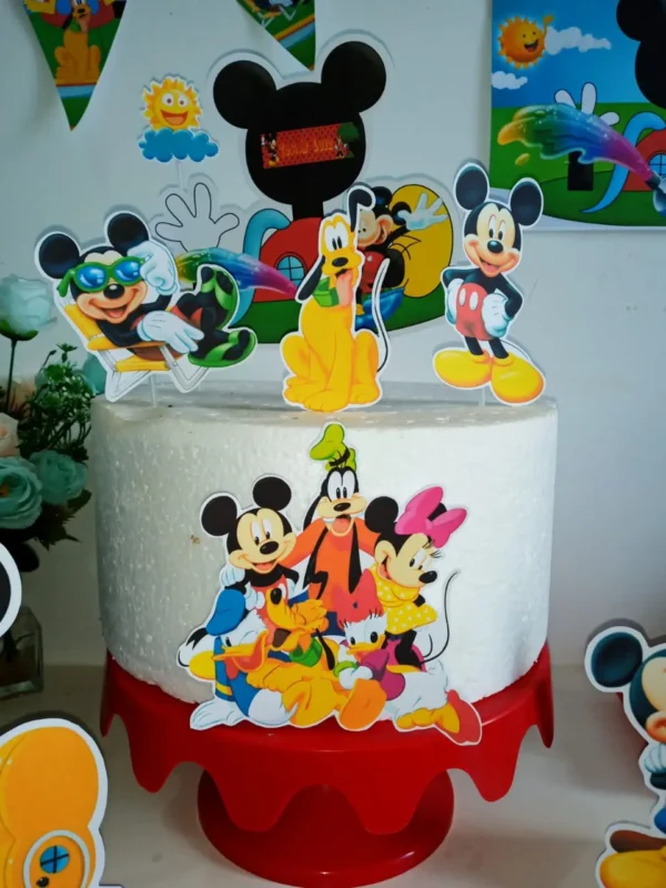 Kit digital Centro de Mesa Turma do Mickey com arquivo de corte Studio e PDF. Decoração de aniversário, topper e topo de bolo.