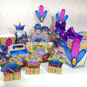 Decoração Bloquinho de Carnaval para imprimir e cortar. Arquivo de corte Studio e PDF para topper.