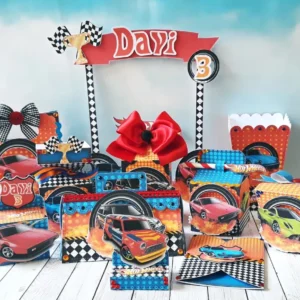 Decoração Carrinho Hot Wheels (DIY). Arquivo de Corte Studio e PDF para festas e aniversário. Inclui moldes de topo de bolo e topper.