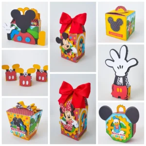 Kit de decoração A Casa do Mickey Mouse em Studio, PNG e PDF. Ideal para temas de festas de aniversário. Inclui moldes de topper e topo de bolo.