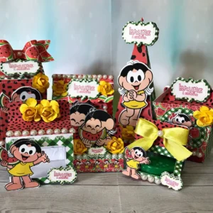 Decoração Festa Magali Simples e de baixo custo. Arquivo de Corte Studio para aniversário. Kit para criar topper e outros itens de decoração no tema Melancia.