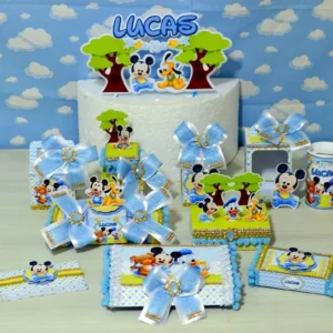 Decoração Mickey e Pato Donald para aniversário duplo. Arquivo de corte Studio e PDF. Topo de bolo e topper inclusos.