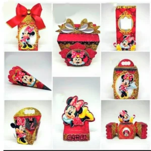 Decoração de luxo Minnie Vermelha em Studio e PDF. Ideal para aniversário, topper de bolo e temas de festas.