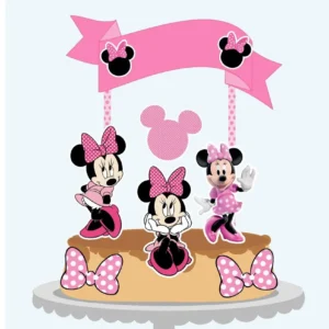 Topper de bolo Minnie Rosa para Silhouette Studio. Ideal para decoração de aniversário e temas de festas infantis.