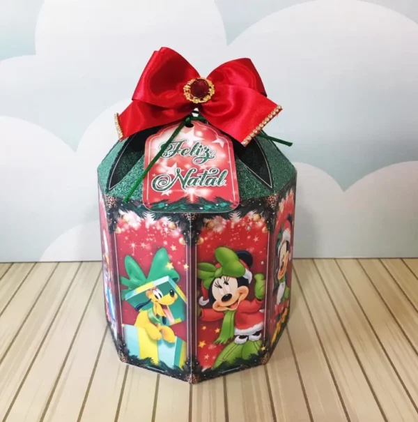 Decoração para festa Turma do Mickey Natal. Arquivos PDF e PNG para impressão e arquivo de corte Studio. Inclui moldes de topper.