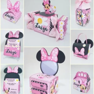 Decoração Minnie Rosa para imprimir e cortar. Arquivo de corte Studio e arquivos PNG de alta resolução.