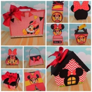 Enfeite de mesa Minnie para imprimir e cortar. Arquivo de corte Studio e PDF para festas e decoração.