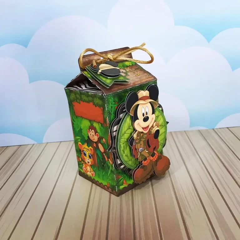 Elementos de decoração Mickey Safari Luxo em PNG e arquivo de corte Studio. Ideal para festas, topper e aniversário.