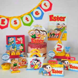 Painel Gigante Turma da Mônica em Arquivo de Corte Studio e PDF. Ideal para decoração de festas de aniversário com grande impacto visual e tema clássico.