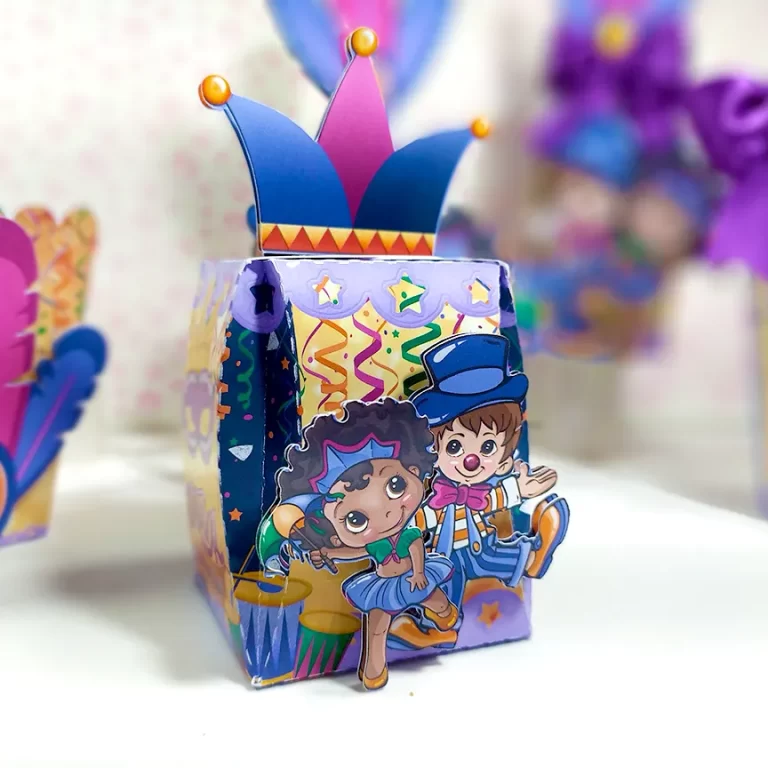 Moldes de decoração Carnaval para aniversário. Arquivo de corte Studio e PDF para topper.