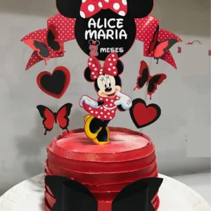 Topper de bolo Minnie Vermelha em camadas para Silhouette Studio. Ideal para decoração de aniversário e temas de festas.