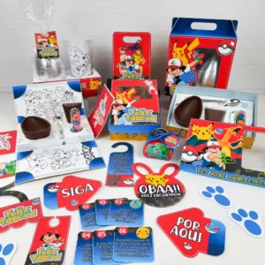 Elementos para Festa Páscoa Pokémon. Arquivo de Corte Studio e PDF para decoração. Ideal para topo de bolo e topper de ovos.