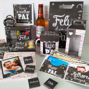 Montagem de mesa decoração Dia dos Pais com topper e festas.