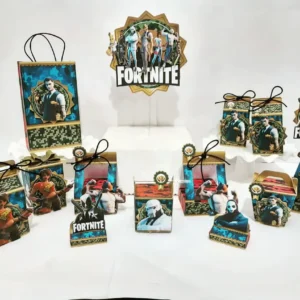 Mesa Decorada Fortnite com Praticidade (DIY). Arquivo de Corte Studio e PDF para festas de aniversário. Inclui moldes de topo de bolo e topper.