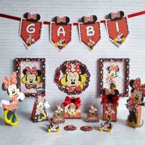 Download de arquivo de corte Minnie Vermelha para aniversário. Topper e decoração em PDF e Studio.