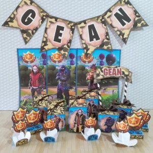 Painel Fortnite Destaque para decoração de festas de aniversário. Arquivo de Corte Studio