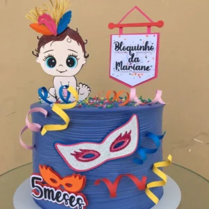 Topo de bolo Carnaval para bebé em Studio. Arquivo de corte para decoração de aniversário e topper.