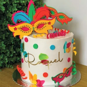 Topo de bolo máscara de Carnaval em Studio. Arquivo de corte para decoração de aniversário e topper.