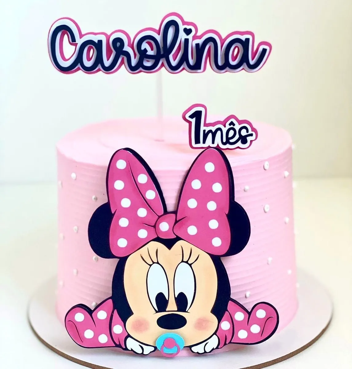 Topo de Bolo Minnie Rosa Baby Studio