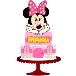 Topo de bolo Minnie Rosa para imprimir e cortar no Silhouette Studio. Ideal para decoração de aniversário e topper de festas.