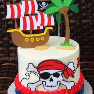 Topo de Bolo Pirata para Imprimir. Arquivo de Corte Studio essencial para decoração de festas de aniversário com este tema. Pronto para corte e montagem como topper de bolo.