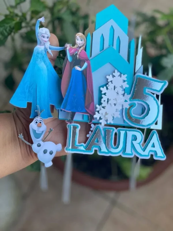 Topper de bolo temático Frozen em camadas para Silhouette Studio. Decoração e festas.
