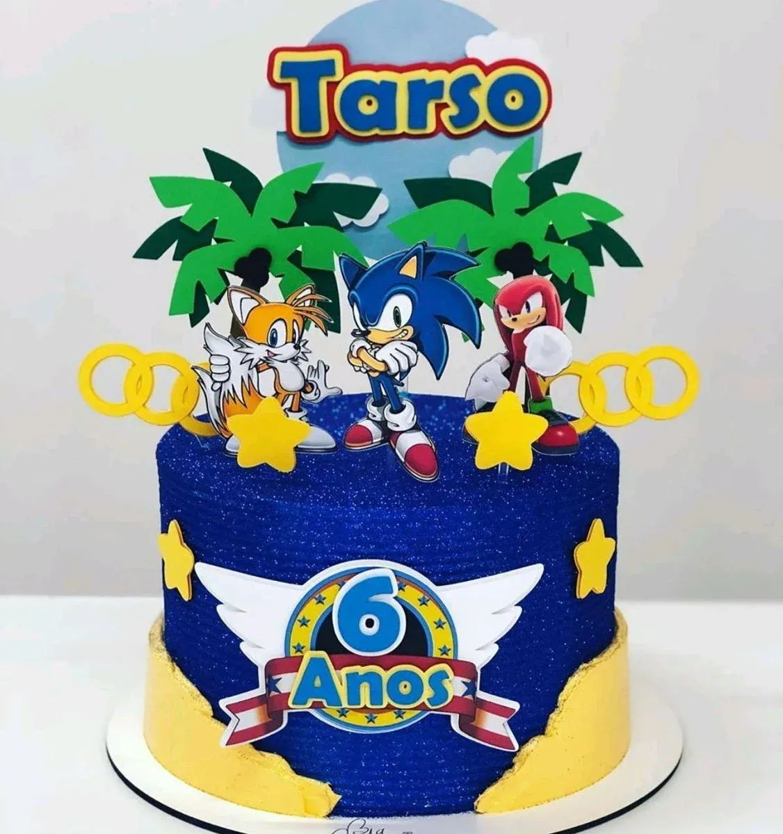 Topper de bolo Sonic Azul para Silhouette Studio. Decoração, temas e festas.